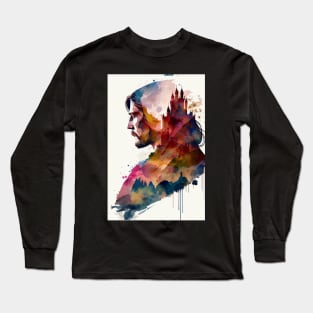 Knight and Castle Double Exposure Long Sleeve T-Shirt